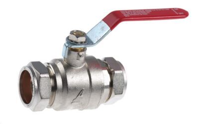 Ball Valve 54mm Compression Red Lever Handle