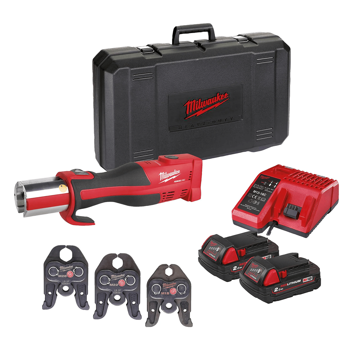 M18? FORCE LOGIC? 6T Linear Utility Crimper Kit w/ O-D3 Jaw & Cutting Jaws