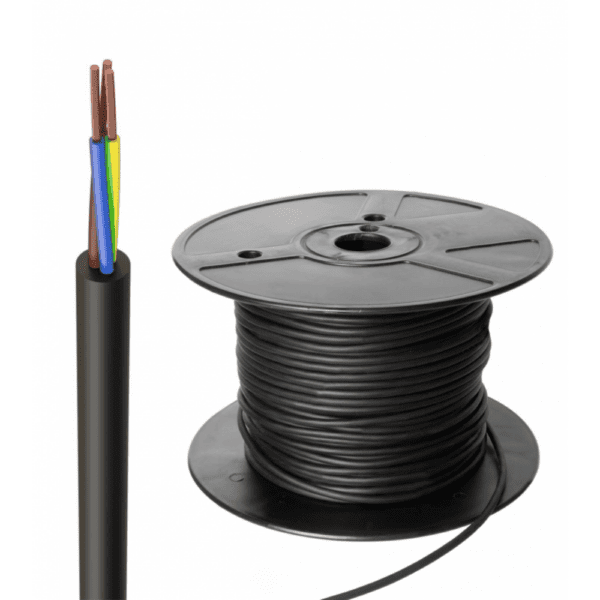 0.75mm² 3 Core PVC Round Flexible Cable (Black 3183Y)
