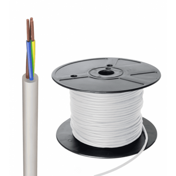 0.75mm² 3 Core PVC Round Flexible Cable (White 3183Y)