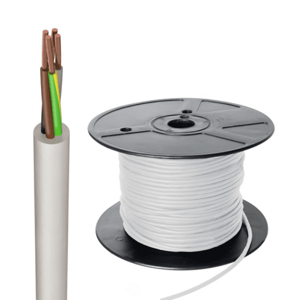0.75mm² 4 Core PVC Round Flexible Cable (White 3184Y)