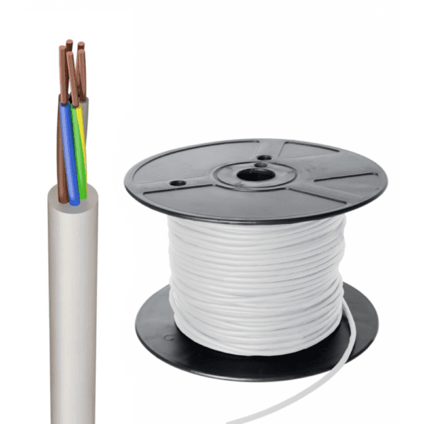 0.75mm² 5 Core PVC Round Flexible Cable (White 3185Y)